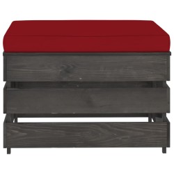 vidaXL Otomana seccional con cojín madera impregnada gris