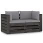vidaXL Sofá de palets 2 plazas cojines gris madera de pino impregnada vidaXL Sofá de palets 2 plazas cojines gris madera de pino impregnada