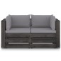 vidaXL Sofá de palets 2 plazas cojines gris madera de pino impregnada vidaXL Sofá de palets 2 plazas cojines gris madera de pino impregnada