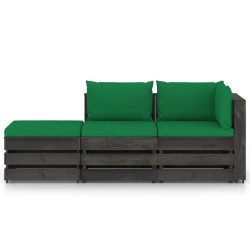 vidaXL Muebles de jardín 3 piezas con cojines madera impregnada gris