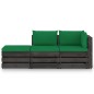 vidaXL Muebles de jardín 3 piezas con cojines madera impregnada gris vidaXL Muebles de jardín 3 piezas con cojines madera impregnada gris