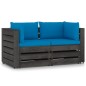 vidaXL Sofá de palets 2 plazas cojines gris madera de pino impregnada vidaXL Sofá de palets 2 plazas cojines gris madera de pino impregnada