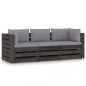 vidaXL Sofá de palets 3 plazas cojines gris madera de pino impregnada vidaXL Sofá de palets 3 plazas cojines gris madera de pino impregnada