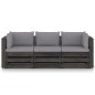 vidaXL Sofá de palets 3 plazas cojines gris madera de pino impregnada vidaXL Sofá de palets 3 plazas cojines gris madera de pino impregnada