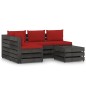 vidaXL Muebles de jardín 5 piezas con cojines madera impregnada gris vidaXL Muebles de jardín 5 piezas con cojines madera impregnada gris