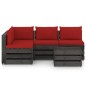 vidaXL Muebles de jardín 5 piezas con cojines madera impregnada gris vidaXL Muebles de jardín 5 piezas con cojines madera impregnada gris