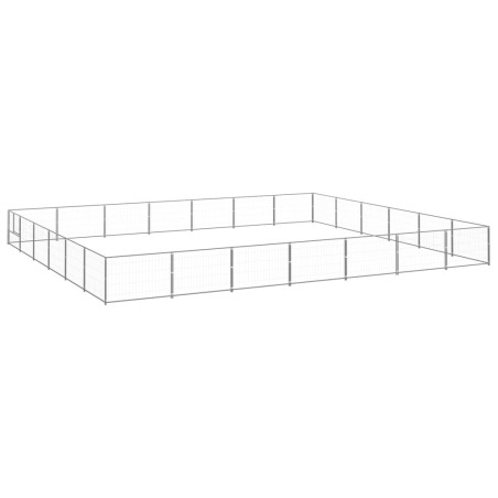 vidaXL Perrera plateada 42 m² acero