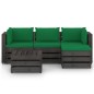 vidaXL Muebles de jardín 5 piezas con cojines madera impregnada gris vidaXL Muebles de jardín 5 piezas con cojines madera impregnada gris