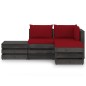 vidaXL Muebles de jardín 4 piezas con cojines madera impregnada gris