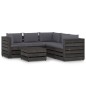 vidaXL Muebles de jardín 6 piezas con cojines madera impregnada gris