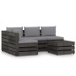 vidaXL Muebles de jardín 5 piezas con cojines madera impregnada gris vidaXL Muebles de jardín 5 piezas con cojines madera impregnada gris