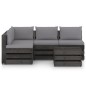 vidaXL Muebles de jardín 5 piezas con cojines madera impregnada gris vidaXL Muebles de jardín 5 piezas con cojines madera impregnada gris