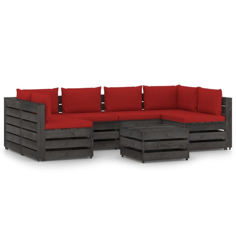 vidaXL Muebles de jardín 7 piezas con cojines madera impregnada gris vidaXL Muebles de jardín 7 piezas con cojines madera impregnada gris