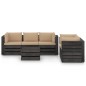 vidaXL Muebles de jardín 6 piezas con cojines madera impregnada gris
