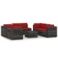 vidaXL Muebles de jardín 9 piezas con cojines madera impregnada gris vidaXL Muebles de jardín 9 piezas con cojines madera impregnada gris
