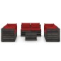 vidaXL Muebles de jardín 9 piezas con cojines madera impregnada gris vidaXL Muebles de jardín 9 piezas con cojines madera impregnada gris