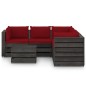 vidaXL Muebles de jardín 6 piezas con cojines madera impregnada gris vidaXL Muebles de jardín 6 piezas con cojines madera impregnada gris