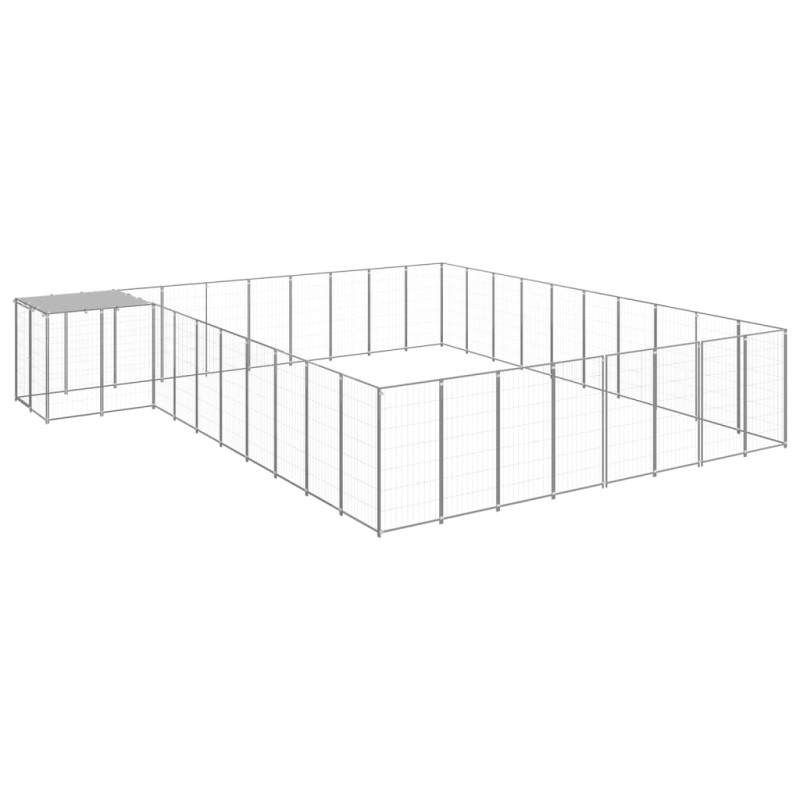 vidaXL Perrera plateada 25,41 m² acero  