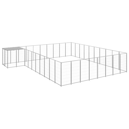 vidaXL Perrera plateada 25,41 m² acero  