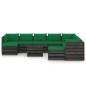 vidaXL Muebles de jardín 11 piezas con cojines madera impregnada gris vidaXL Muebles de jardín 11 piezas con cojines madera impregnada gris