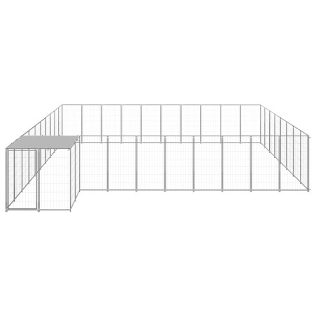 vidaXL Perrera plateada 25,41 m² acero  