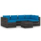 vidaXL Muebles de jardín 7 piezas con cojines madera impregnada gris vidaXL Muebles de jardín 7 piezas con cojines madera impregnada gris