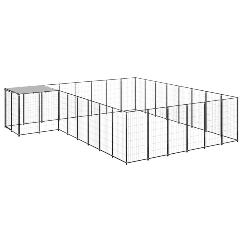 vidaXL Perrera negra 15,73 m² acero  