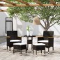 vidaXL Juego de muebles de jardín 5 piezas ratán sintético negro