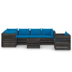 vidaXL Muebles de jardín 7 piezas con cojines madera impregnada gris