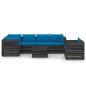 vidaXL Muebles de jardín 7 piezas con cojines madera impregnada gris vidaXL Muebles de jardín 7 piezas con cojines madera impregnada gris