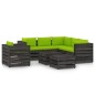 vidaXL Muebles de jardín 8 piezas con cojines madera impregnada gris