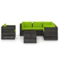 vidaXL Muebles de jardín 8 piezas con cojines madera impregnada gris