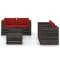 vidaXL Muebles de jardín 6 piezas con cojines madera impregnada gris vidaXL Muebles de jardín 6 piezas con cojines madera impregnada gris