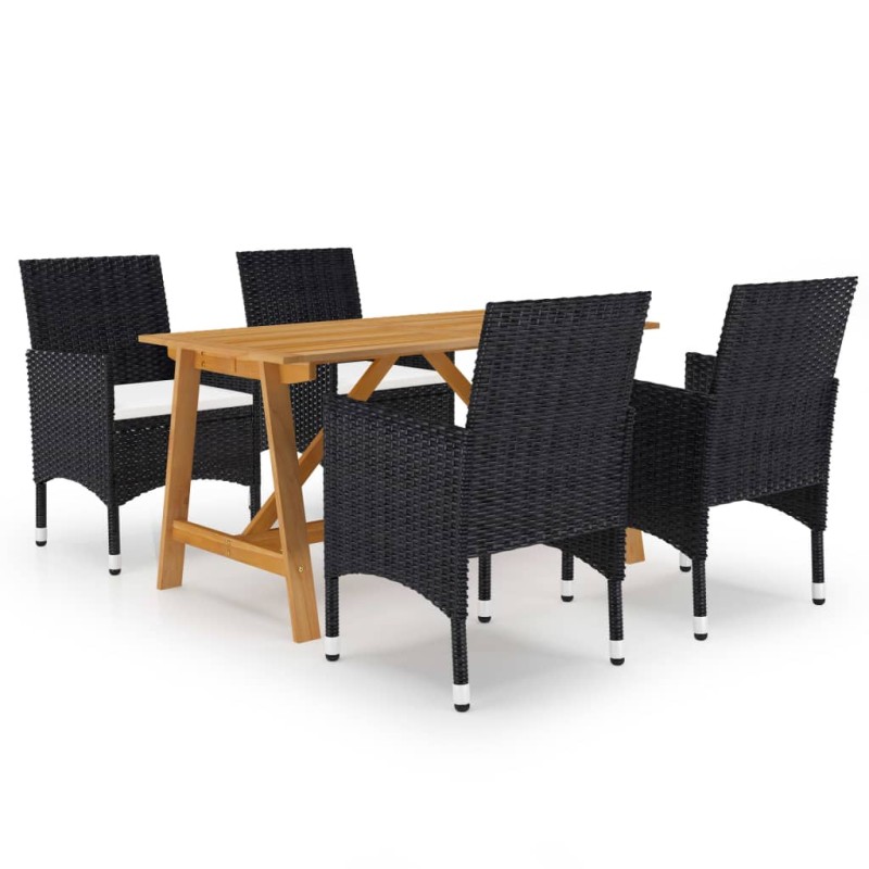 vidaXL Juego de comedor de jardín de 5 piezas negro vidaXL Juego de comedor de jardín de 5 piezas negro