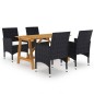 vidaXL Juego de comedor de jardín de 5 piezas negro vidaXL Juego de comedor de jardín de 5 piezas negro