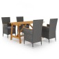 vidaXL Juego de comedor de jardín de 5 piezas gris