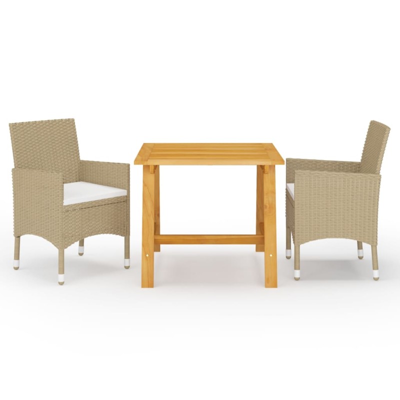 vidaXL Juego de comedor de jardín de 3 piezas beige vidaXL Juego de comedor de jardín de 3 piezas beige