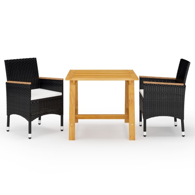 vidaXL Juego de comedor de jardín de 3 piezas negro vidaXL Juego de comedor de jardín de 3 piezas negro