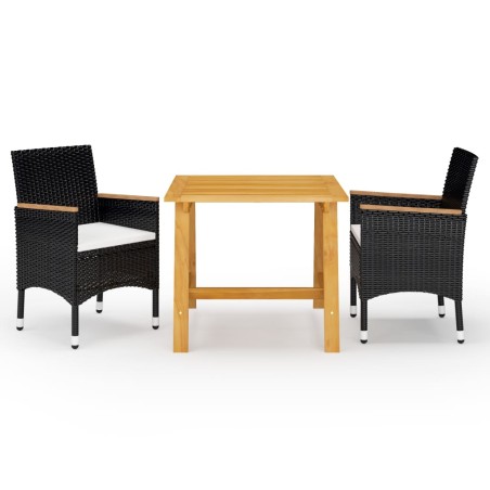 vidaXL Juego de comedor de jardín de 3 piezas negro