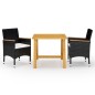 vidaXL Juego de comedor de jardín de 3 piezas negro vidaXL Juego de comedor de jardín de 3 piezas negro
