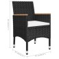 vidaXL Juego de comedor de jardín de 3 piezas negro vidaXL Juego de comedor de jardín de 3 piezas negro
