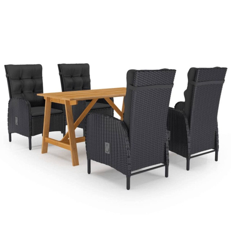 vidaXL Juego de comedor de jardín de 5 piezas negro vidaXL Juego de comedor de jardín de 5 piezas negro