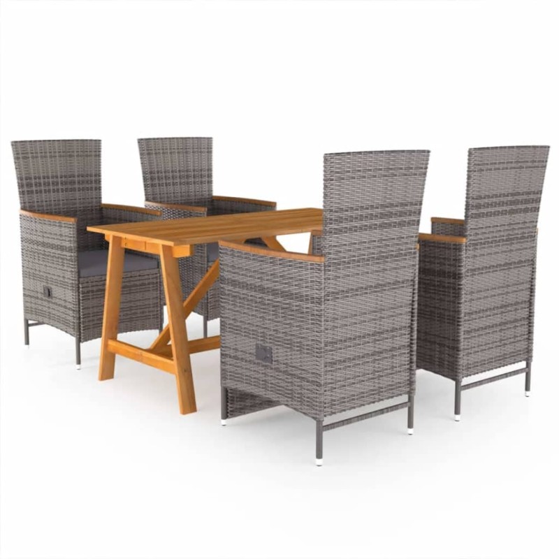 vidaXL Juego de comedor para jardín de 5 piezas gris vidaXL Juego de comedor para jardín de 5 piezas gris