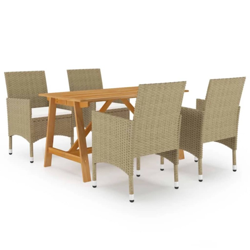 vidaXL Juego de comedor para jardín de 5 piezas beige vidaXL Juego de comedor para jardín de 5 piezas beige