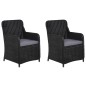 vidaXL Juego de comedor para jardín 3 piezas negro