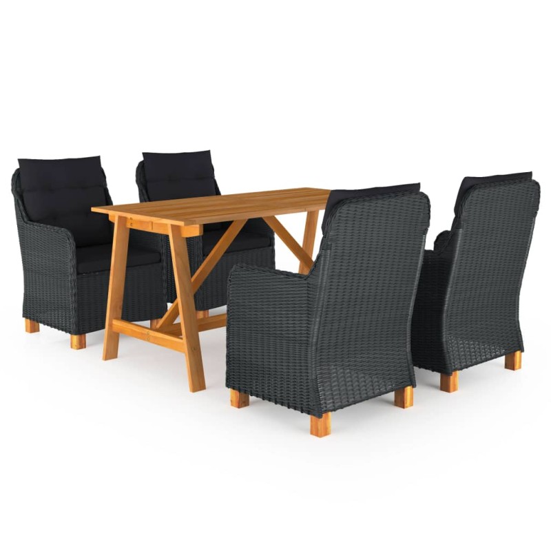 vidaXL Juego de comedor para jardín de 5 piezas gris oscuro vidaXL Juego de comedor para jardín de 5 piezas gris oscuro