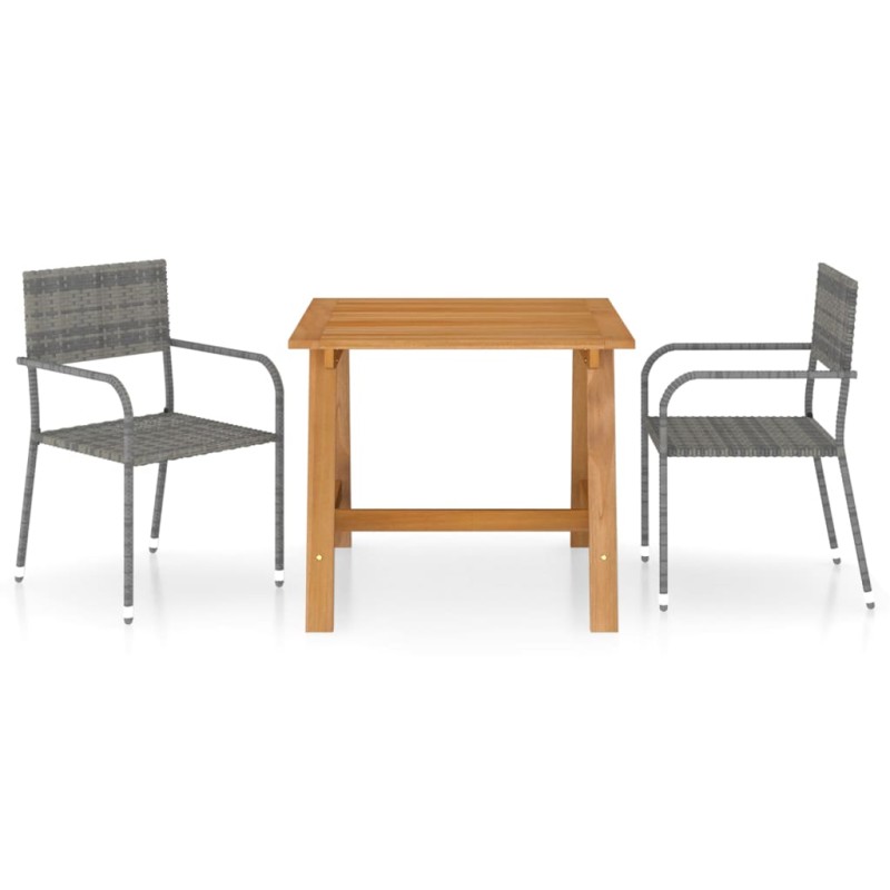 vidaXL Juego de comedor para jardín 3 piezas gris vidaXL Juego de comedor para jardín 3 piezas gris