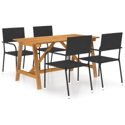 vidaXL Juego de comedor para jardín de 5 piezas negro