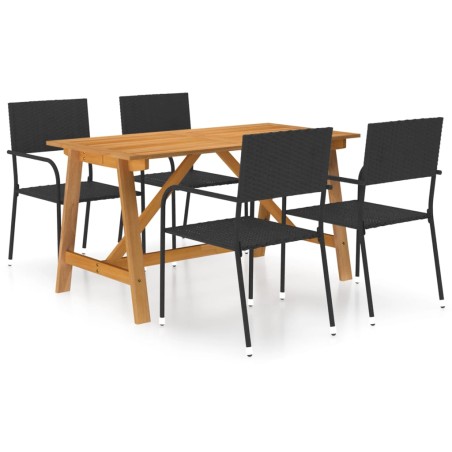 vidaXL Juego de comedor para jardín de 5 piezas negro