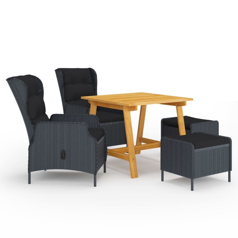 vidaXL Juego de comedor para jardín de 5 piezas gris oscuro vidaXL Juego de comedor para jardín de 5 piezas gris oscuro